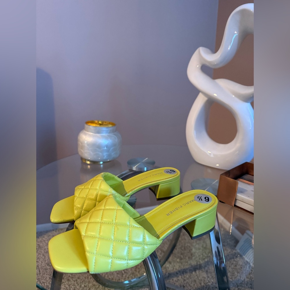 Marc Fisher Yellow Quilted Slide Sandals